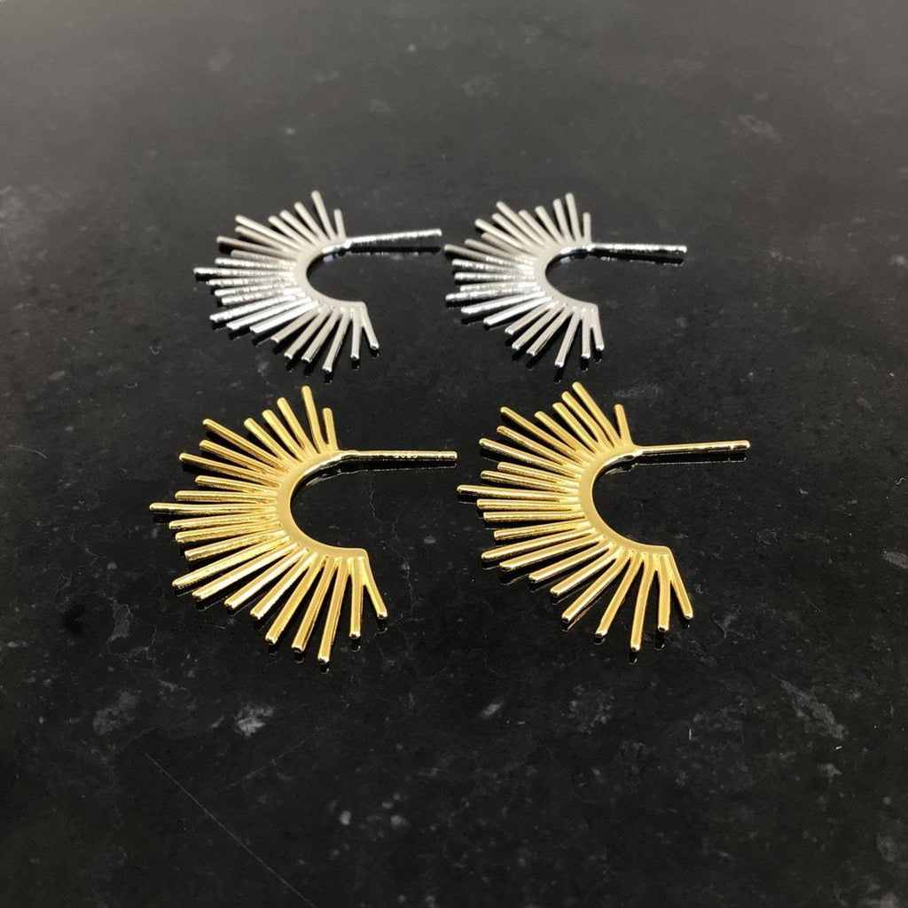 Sun stud earrings sterling silver
