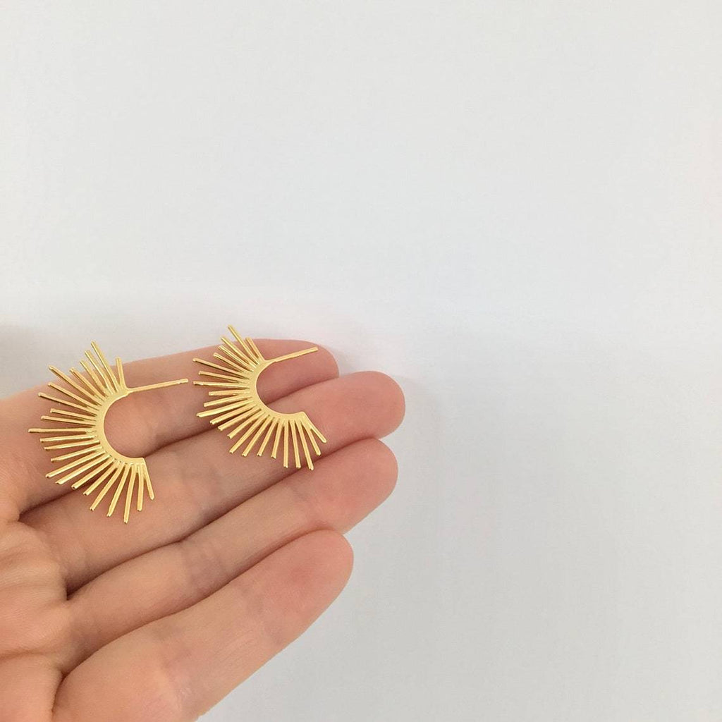 Sun stud earrings sterling silver