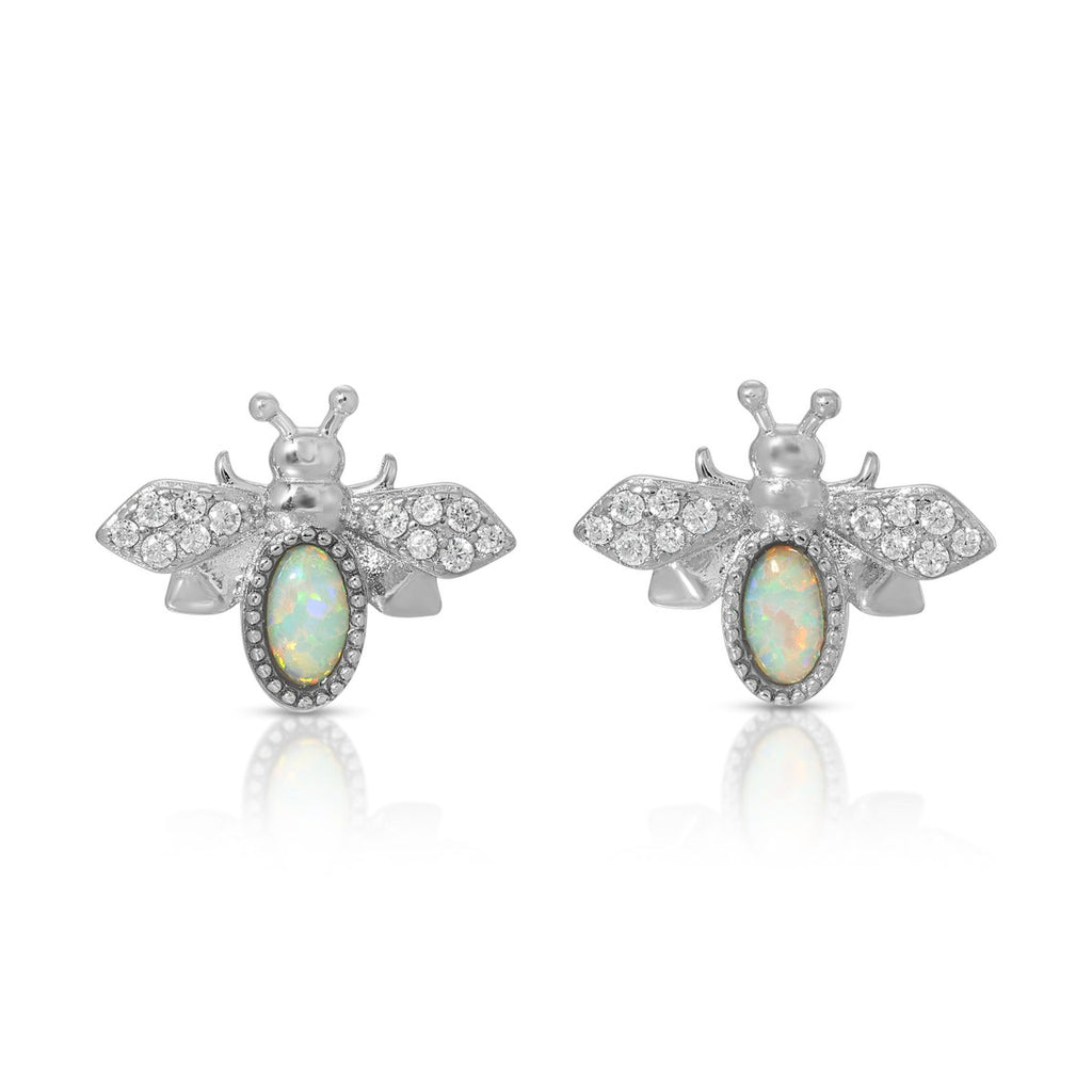 Opal fly sterling silver stud earrings