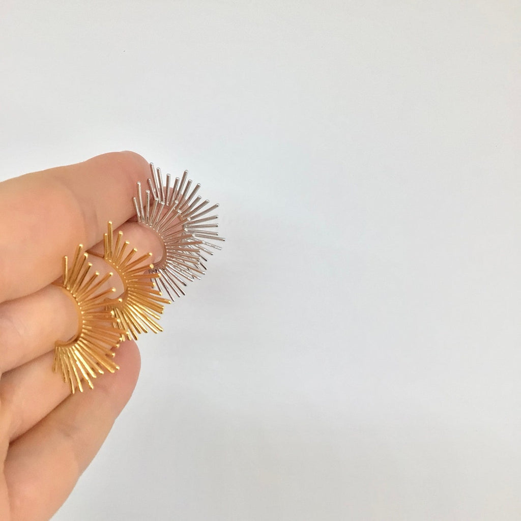 Sun stud earrings sterling silver