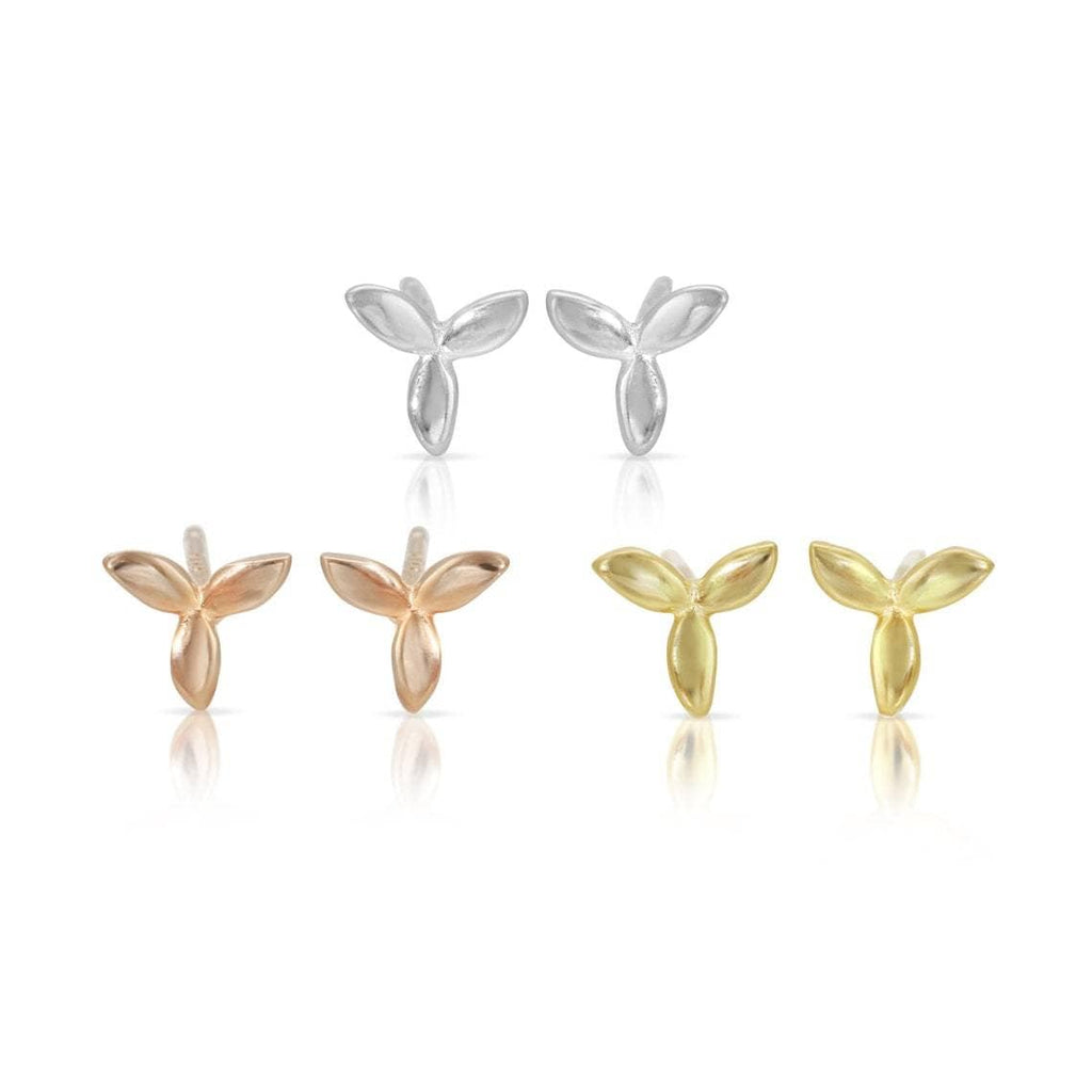 tiny leaf stud earrings sterling silver