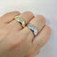 Crescent moon with stars open ring