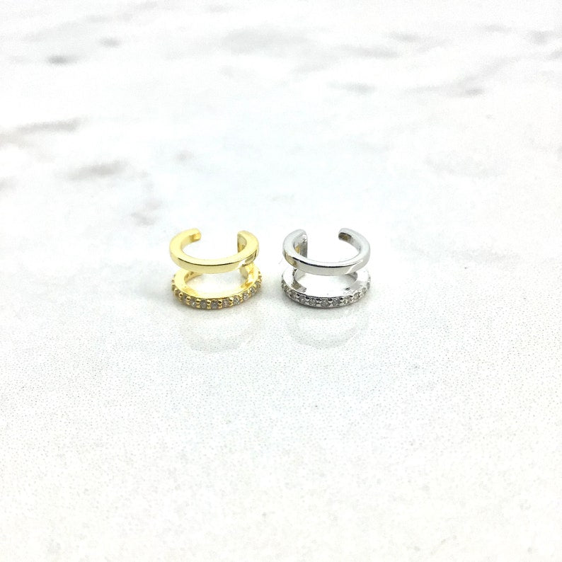 Double bend ear cuff sterling silver