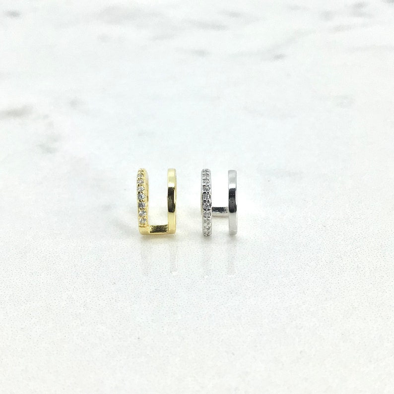 Double bend ear cuff sterling silver