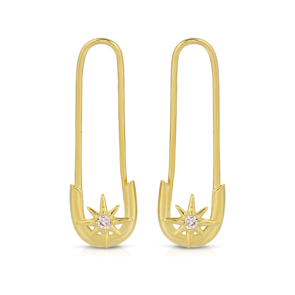 Safety pin earrings sterling silver