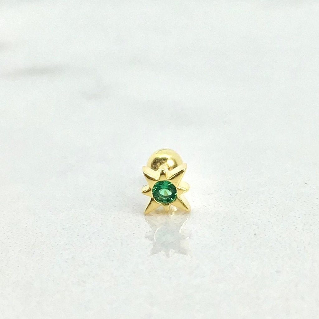 Tiny North Star labret stud earring sterling silver