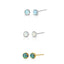 Genuine opal round stud earrings in sterling silver- White Fire, Sky Blue, Green