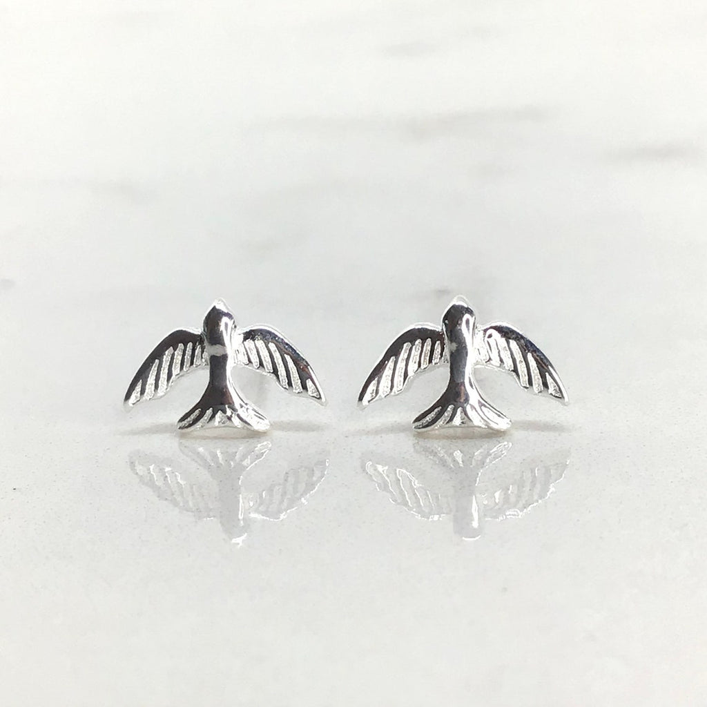 Bird stud earrings sterling silver