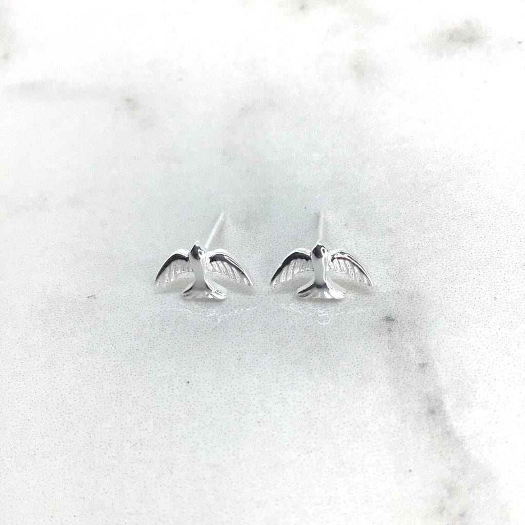 Bird stud earrings sterling silver