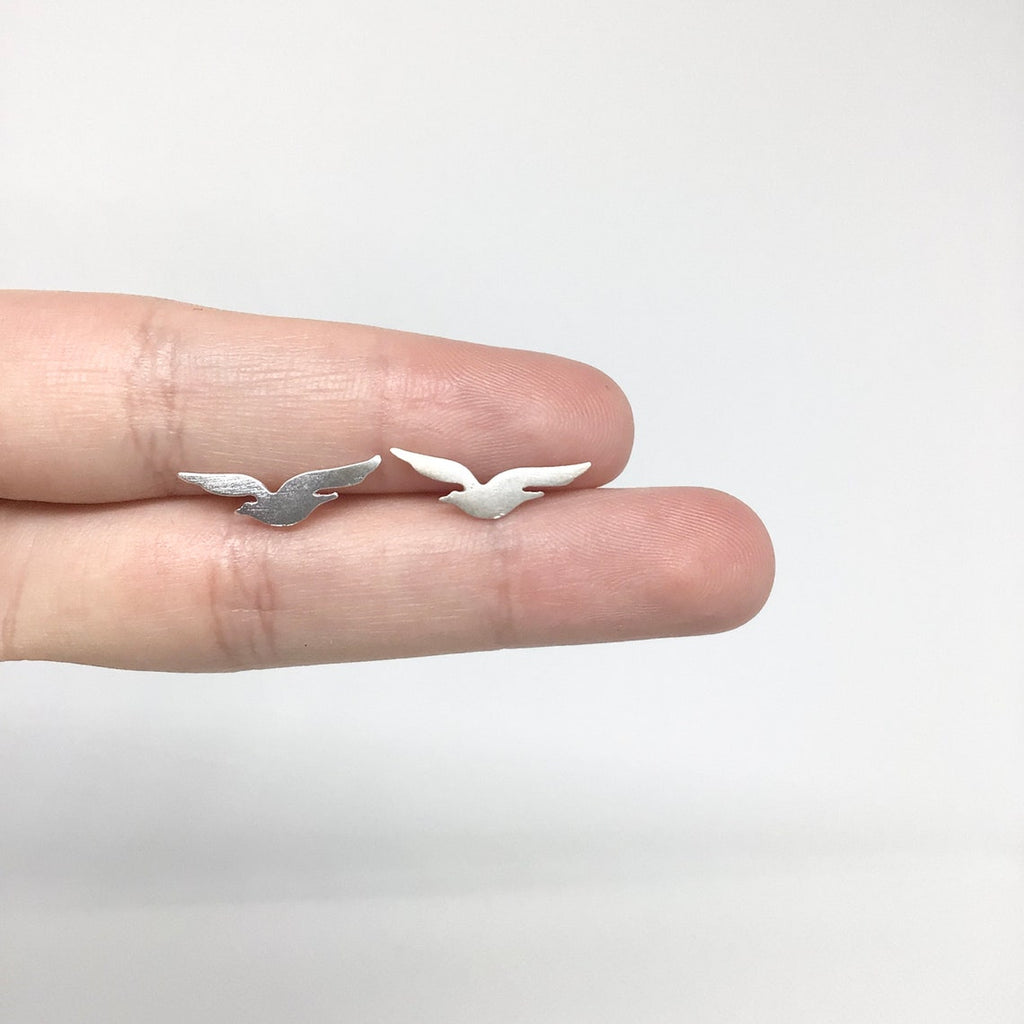 Bird stud sterling silver earrings