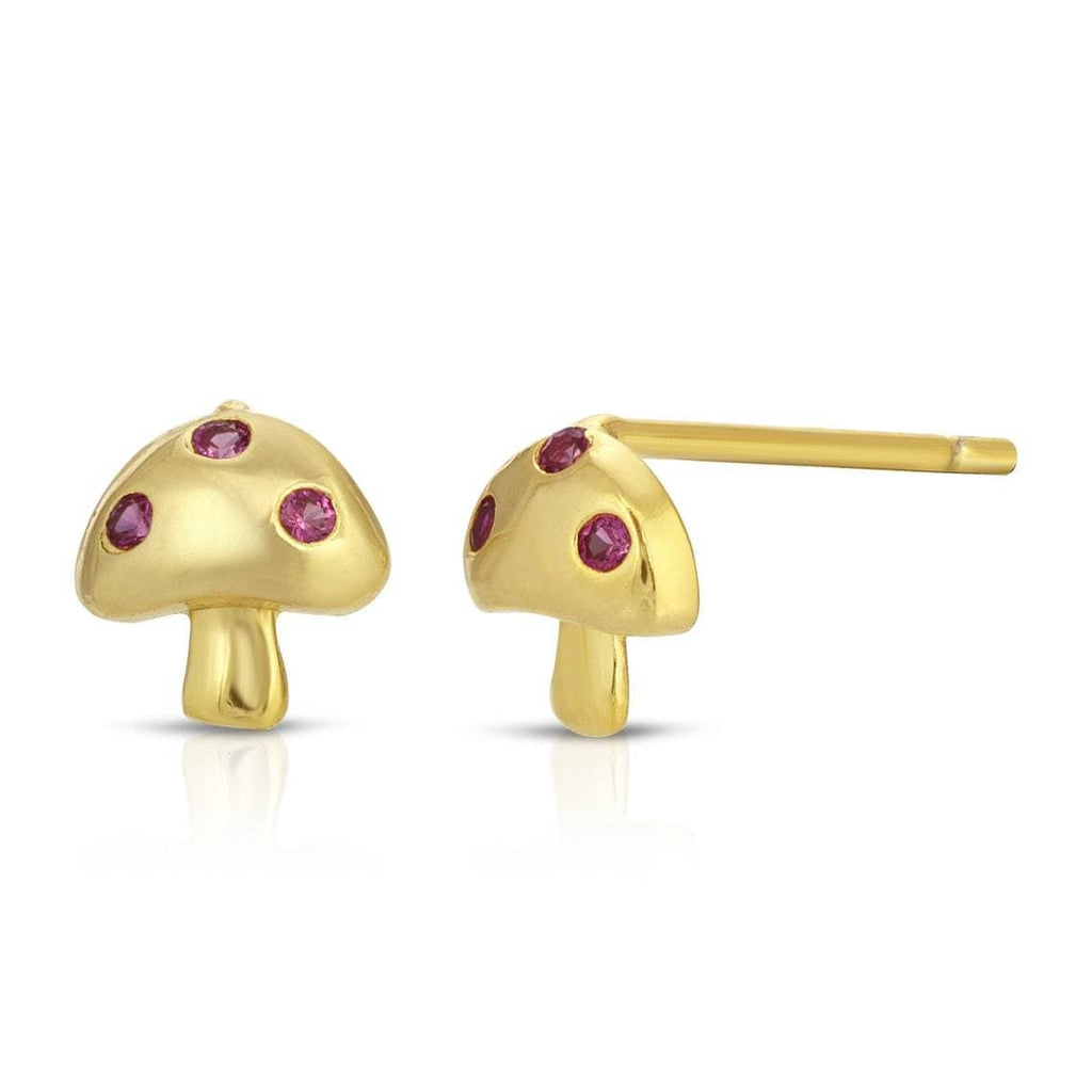 Tiny mushroom stud earring sterling silver