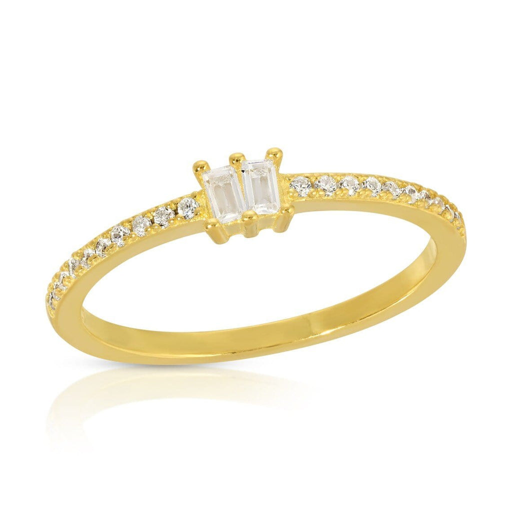 Tiny baguette diamond simulant ring