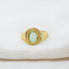 Green agate open ring 18 K gold vermeil