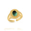 Green agate open ring 18 K gold vermeil