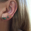 Tiny green twig stud earring sterling silver