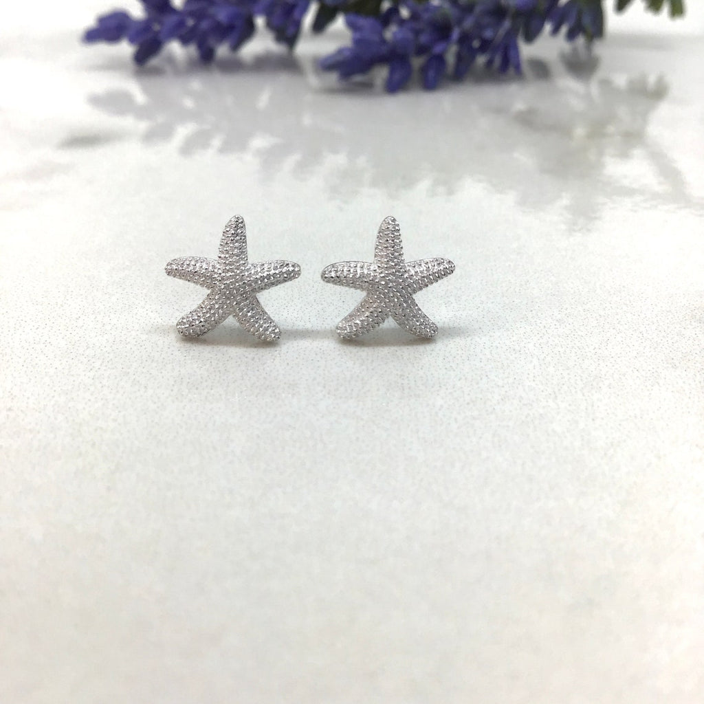 Sterling Silver Sea Starfish Earrings, Sea Star Studs