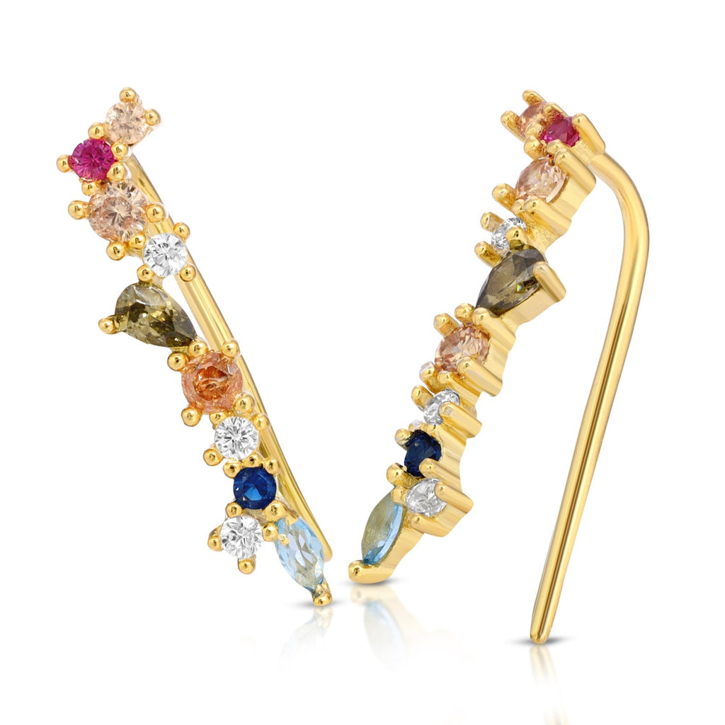 Rainbow ear climbers sterling silver