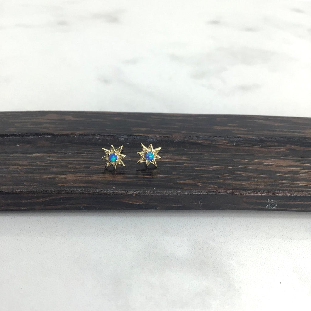 Opal North Star stud earring sterling silver