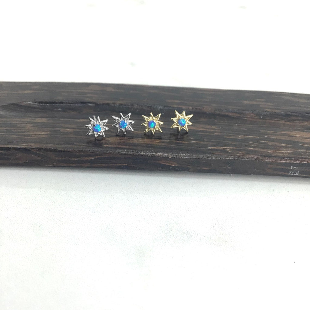 Opal North Star stud earring sterling silver