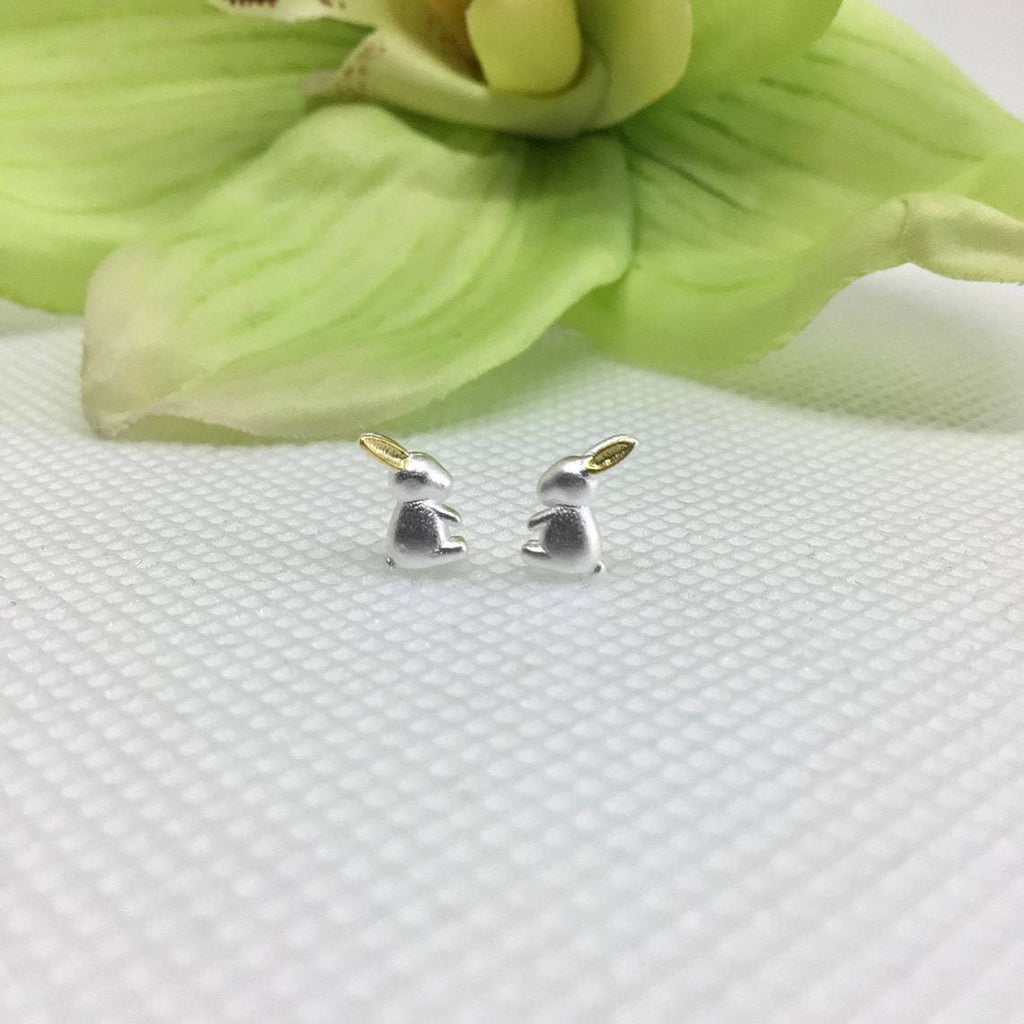 Tiny bunny stud earring sterling silver