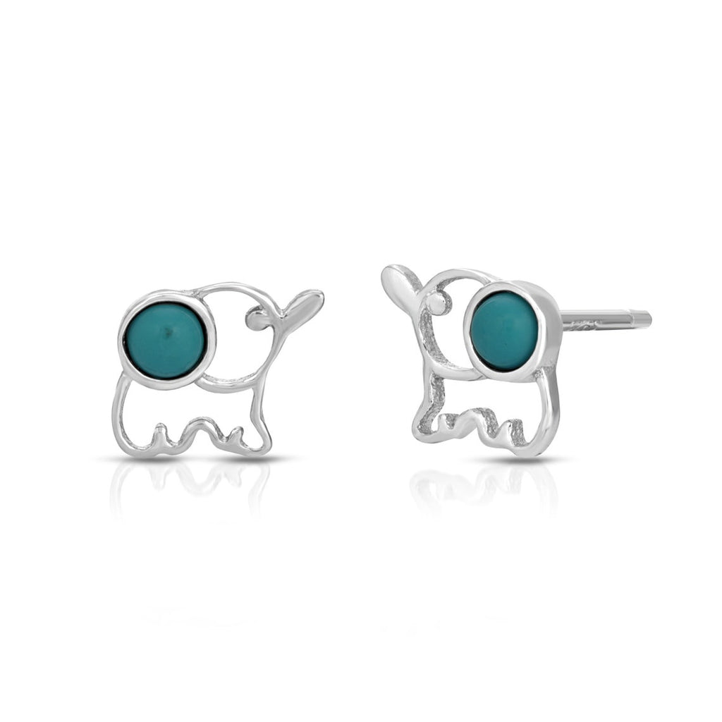 Elephant stud earring sterling silver