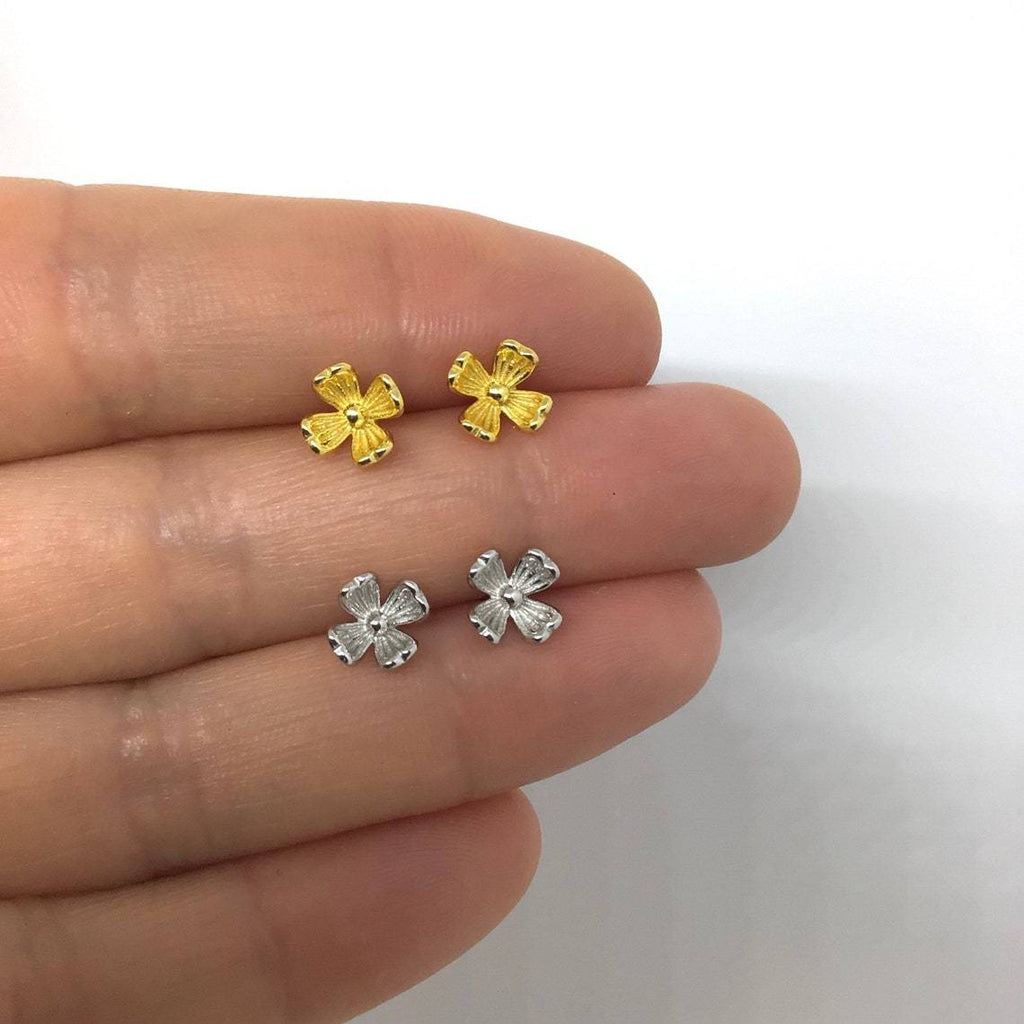 Tiny cherry blossom flower stud earrings sterling silver