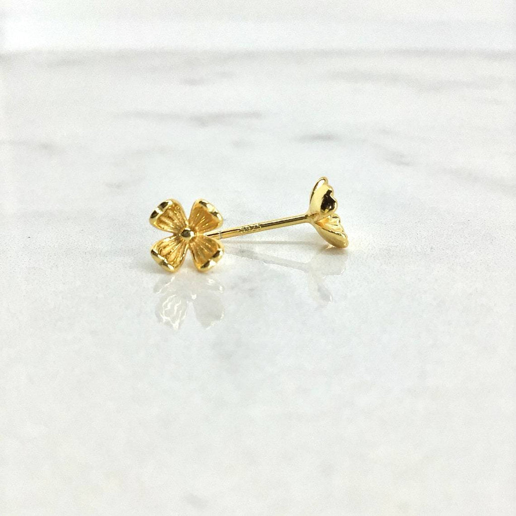 Tiny cherry blossom flower stud earrings sterling silver