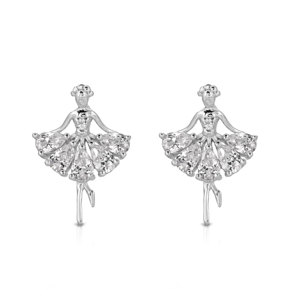 Ballerina Dancer .925 Sterling Silver Stud Earring