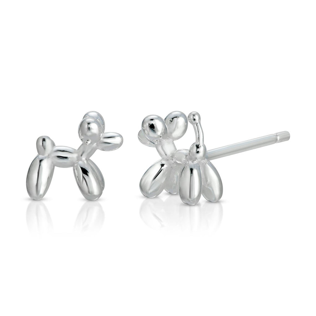 Balloon Poodle Stud Earrings Sterling Silver