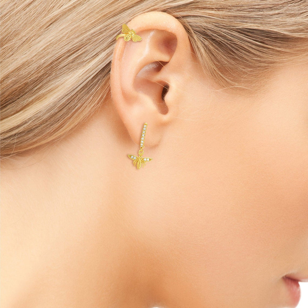 Bee Hoop Earring 925 Sterling Silver