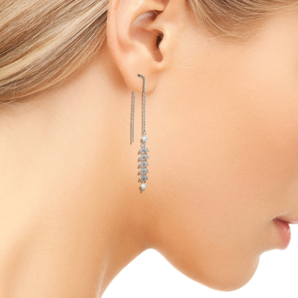 Chain Pearl Ear Threader Sterling Silver