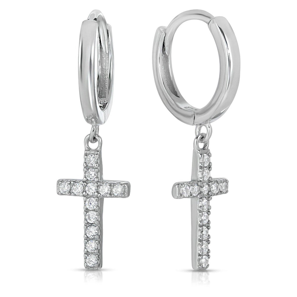 Cross Dangle Hoop Earring