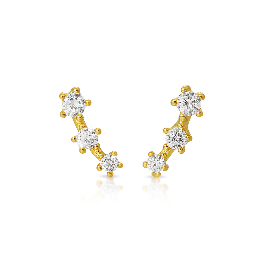 Ear climber stud earrings in sterling silver