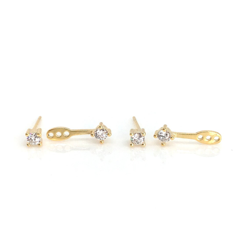 Ear jacket stud earring sterling silver