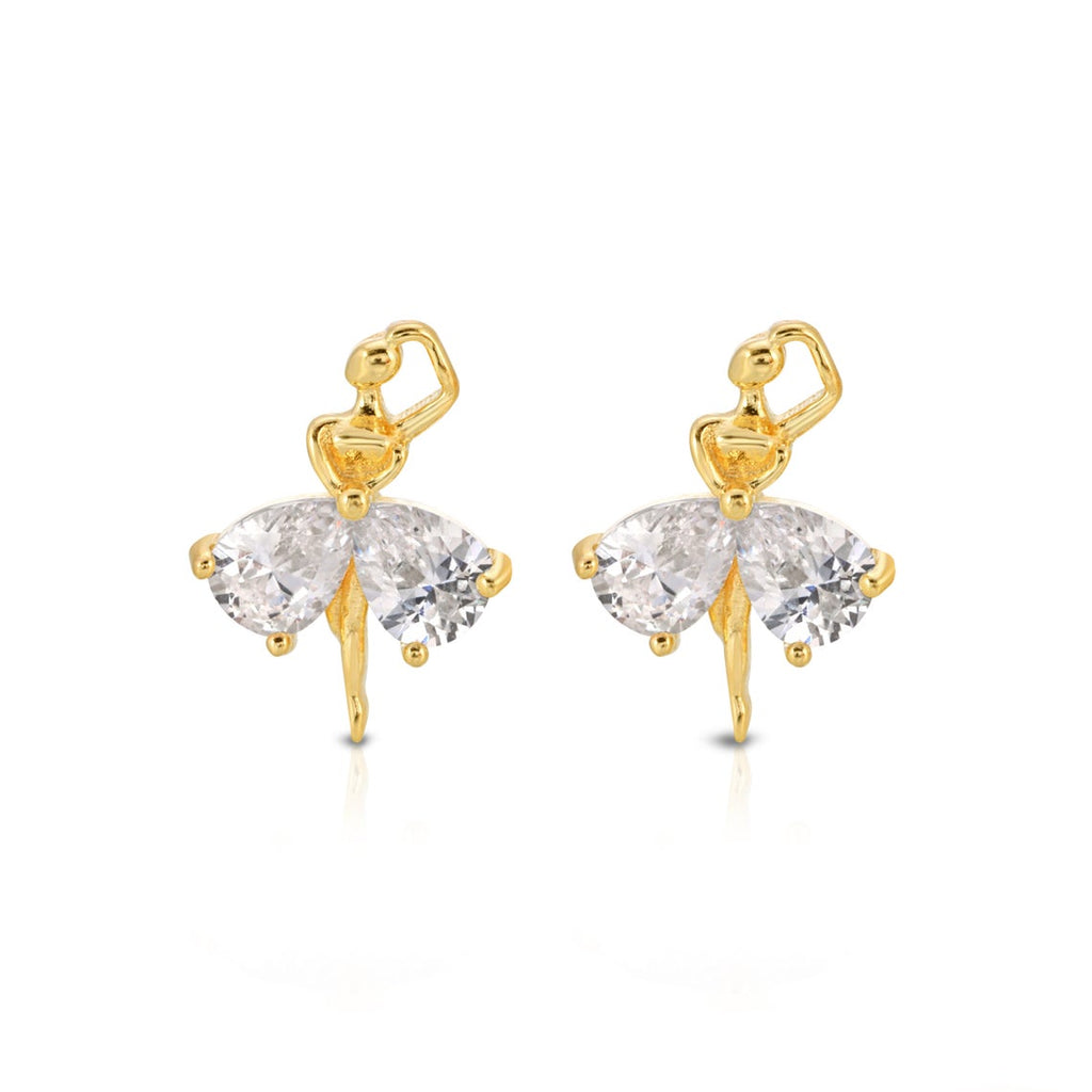 Graceful Ballerina Dancer .925 Sterling Silver Stud Earring