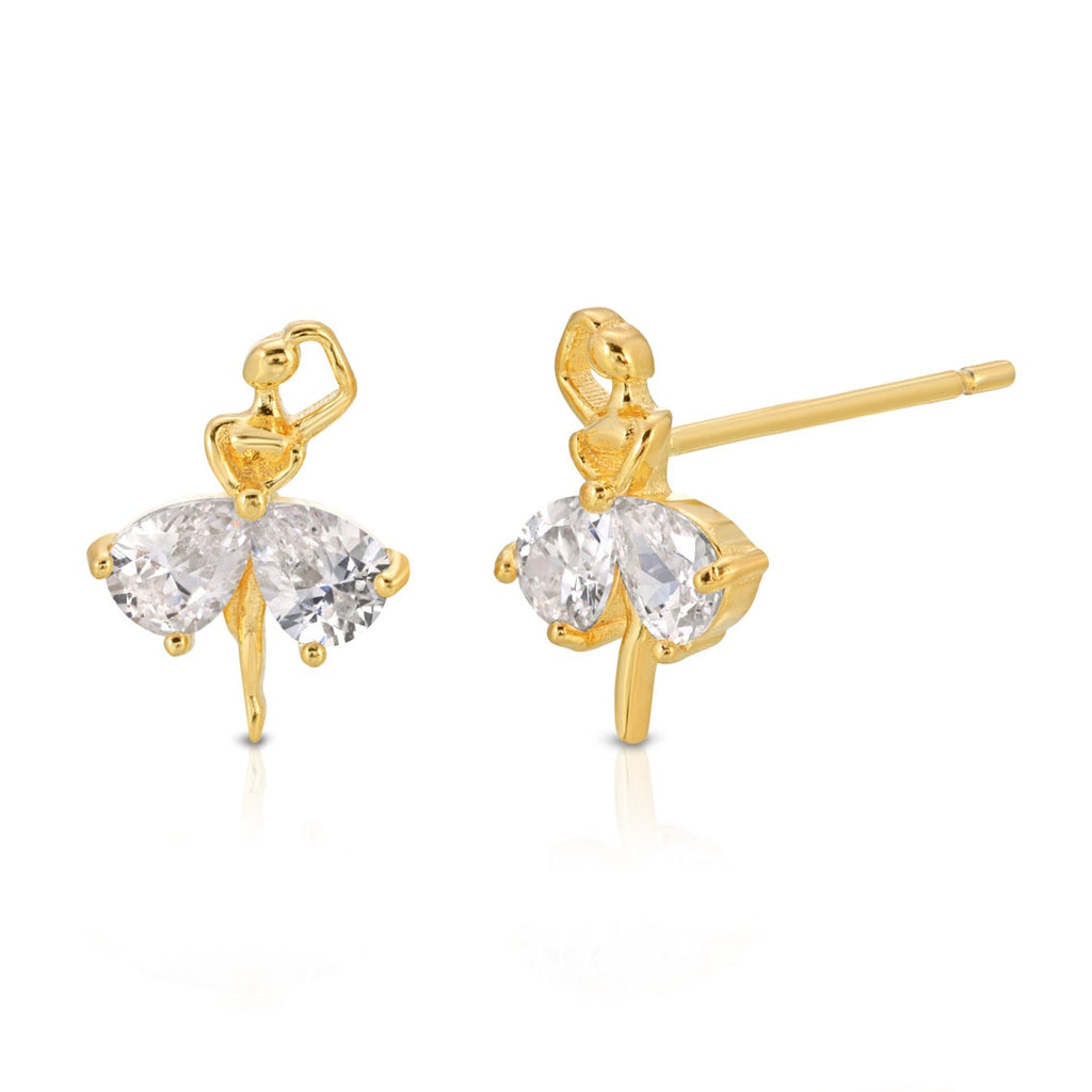 Graceful Ballerina Dancer .925 Sterling Silver Stud Earring