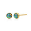 Genuine opal round stud earrings in sterling silver- White Fire, Sky Blue, Green