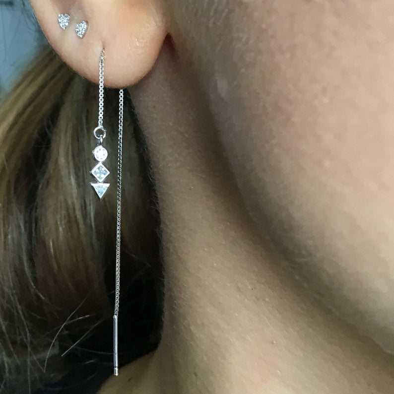 Arrow ear threader sterling silver