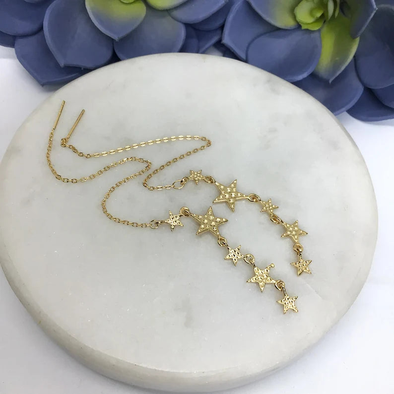 Chain Starfall Ear Threader Sterling Silver