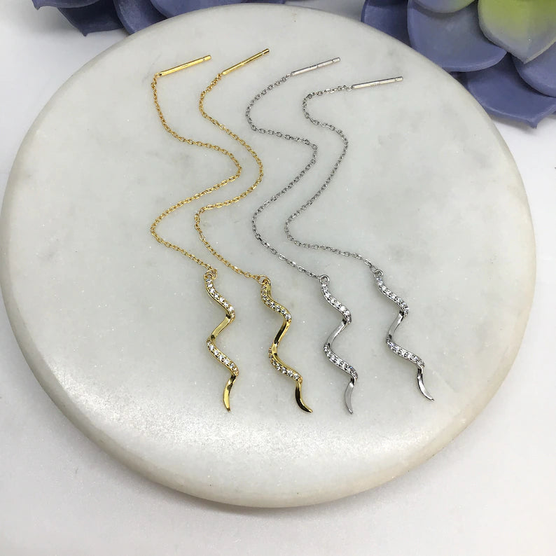 Serpent Ear Threader Earring Sterling Silver