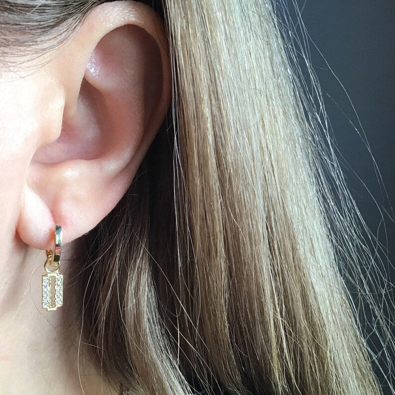 Blade Hoop Earring Sterling Silver