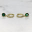 Dainty Dangle Green Simulated Emerald 925 Sterling Silver Hoop Earring