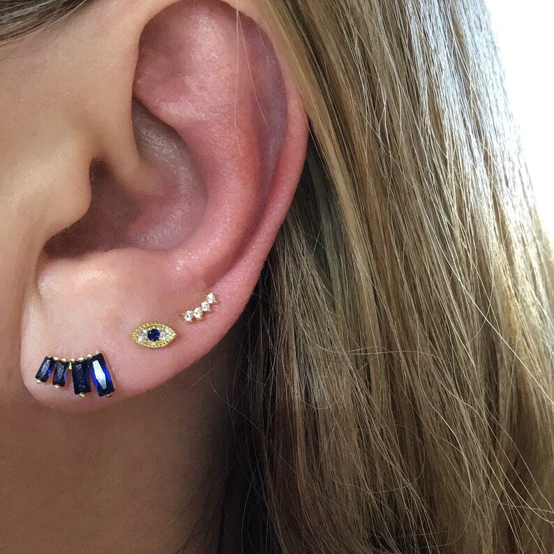 Baguette ear crawlers sterling silver