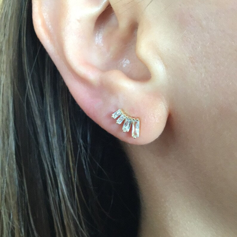 Baguette ear crawlers sterling silver
