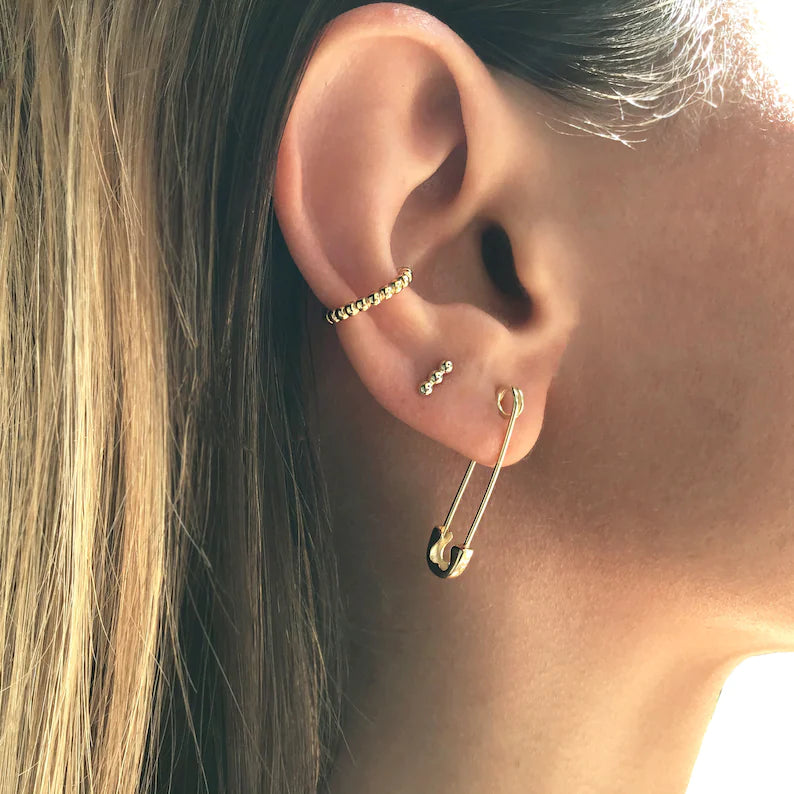 Safety pin earrings sterling silver