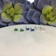 Baguette stud earring sterling silver-sapphire emerald, onyx, diamond simulants