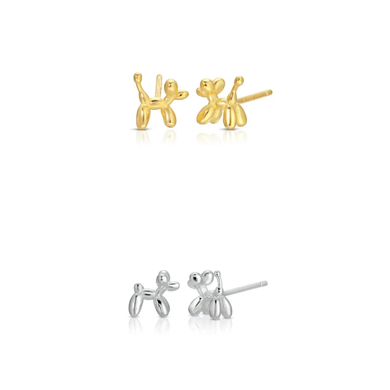 Balloon Poodle Stud Earrings Sterling Silver