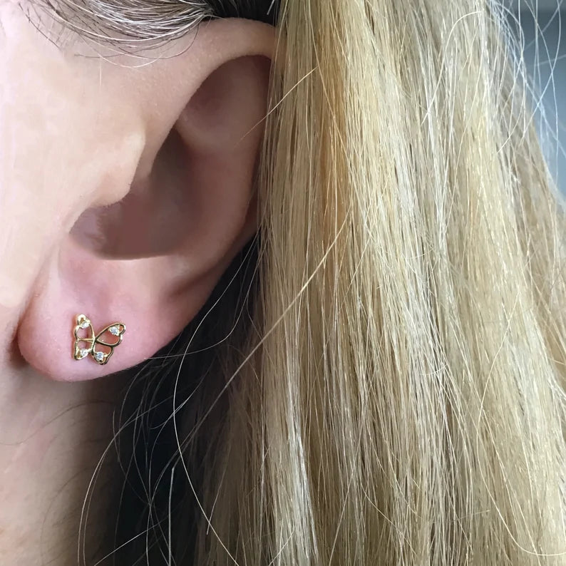 Butterfly stud earring sterling silver
