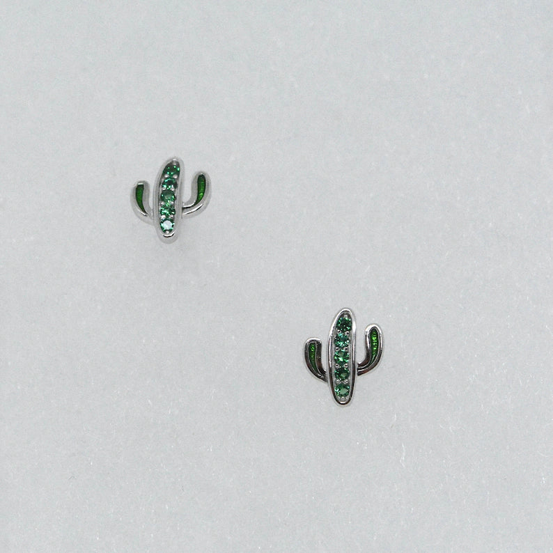 Cactus stud earring sterling silver