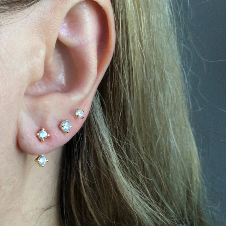 Ear jacket stud earring sterling silver